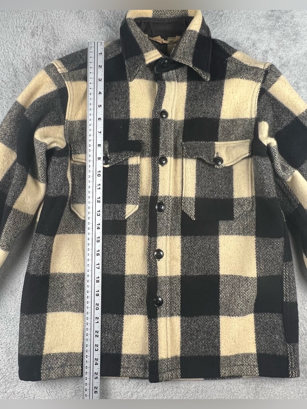 VTG 60s Woolrich Jacket Mens Size 15 Medium Heavy Wool Flannel Overshirt Shacket - Picture 3 of 13